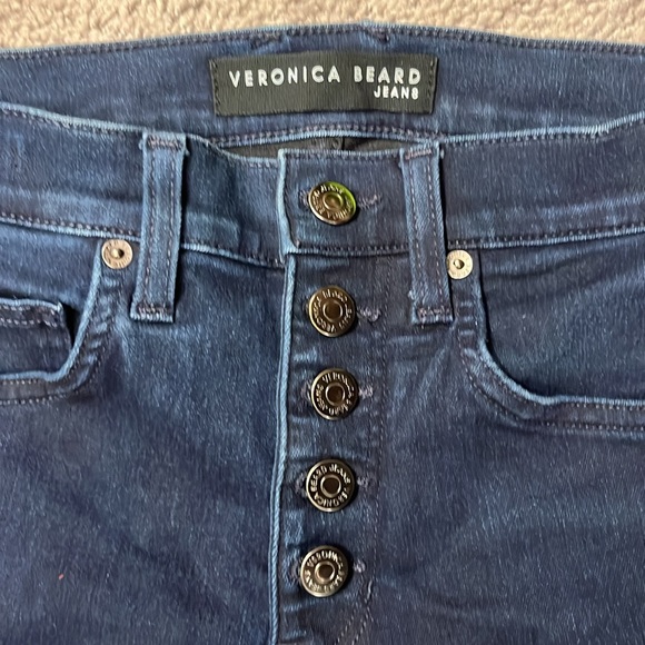 Veronica Beard Button-Fly Skinny Blue Jeans - Picture 2 of 3